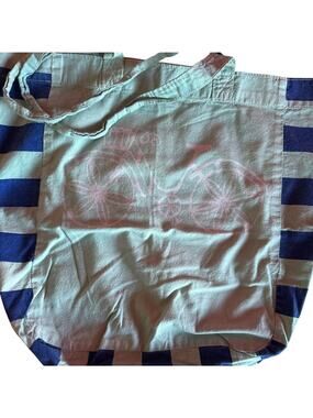 Tote Bag Handmade Light Green Blue White Stripes Hippie Nautical Beach Cruiser